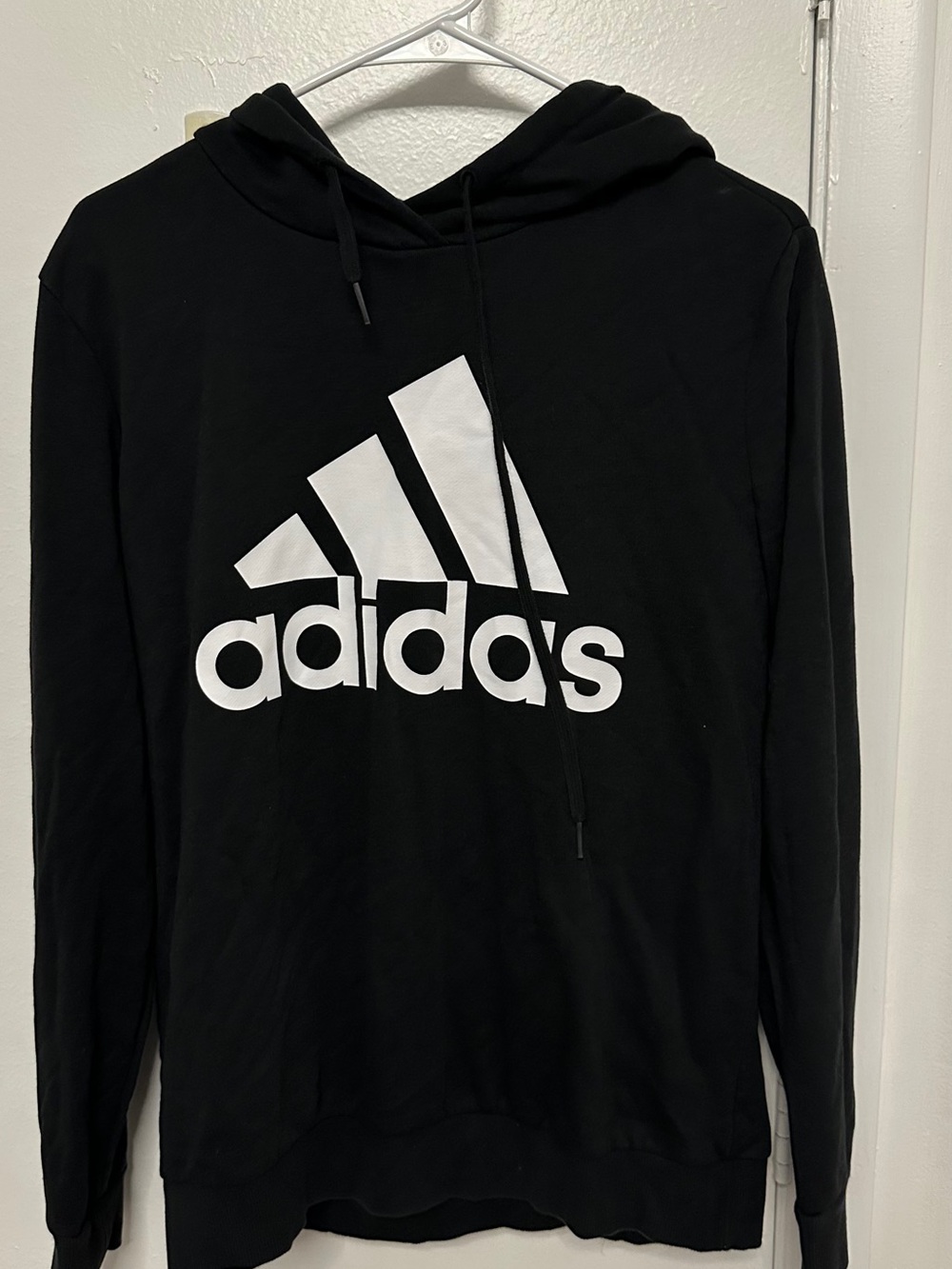 adidas Black Crewneck Hoodie with White Logo